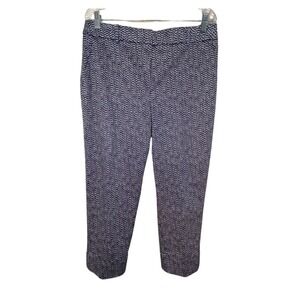 Chico's Women's Size 10 Navy‎ Blue Polka Dot Ankle Pants High Rise Stretch